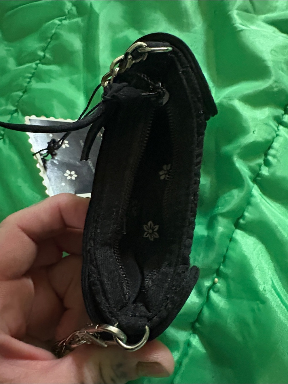 Vera Bradley Black Quilted Mini Chain-Handle Shoulder Bag - Picture 4 of 8